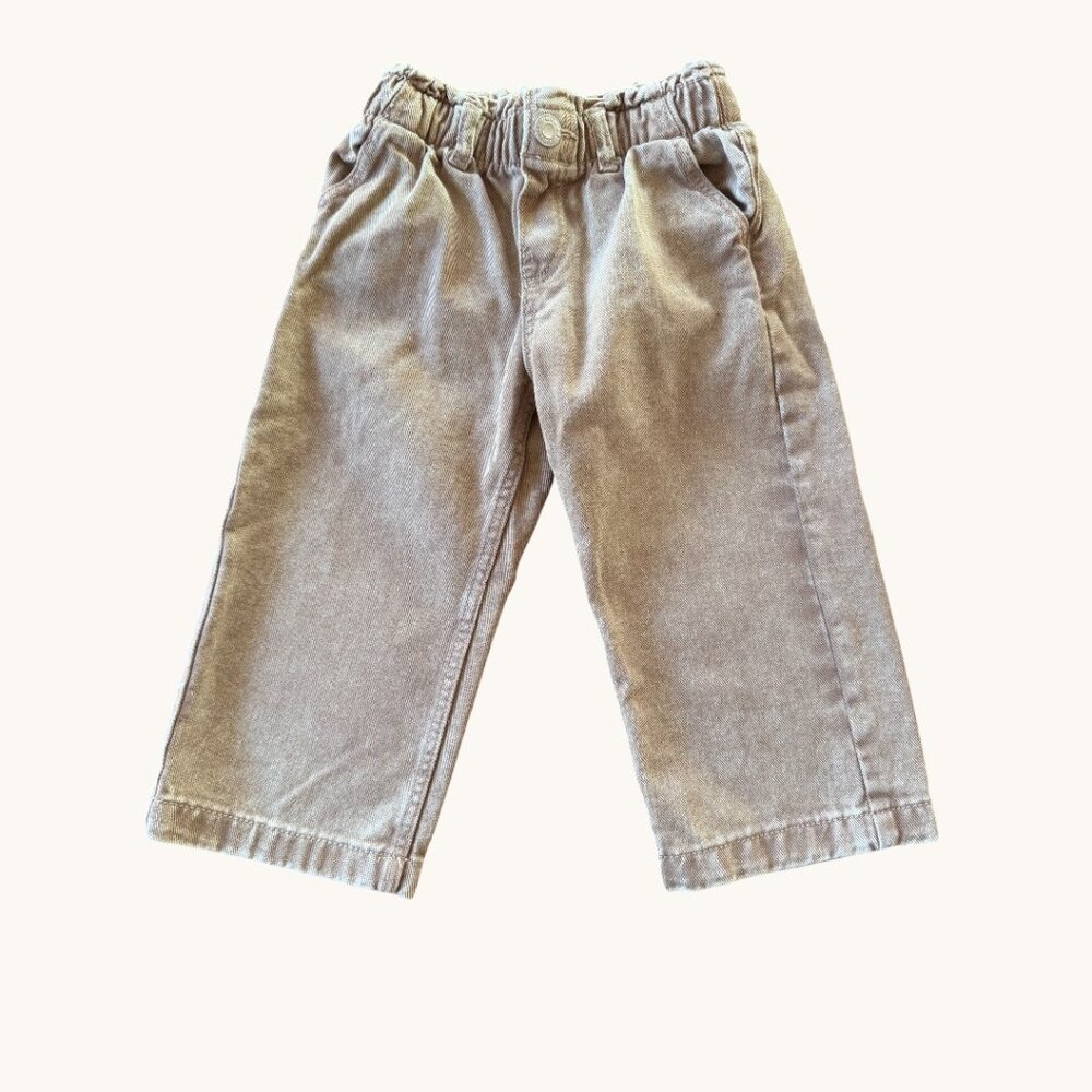 H&M Toddler Taupe Cotton Pants Size 2T Elastic Waist